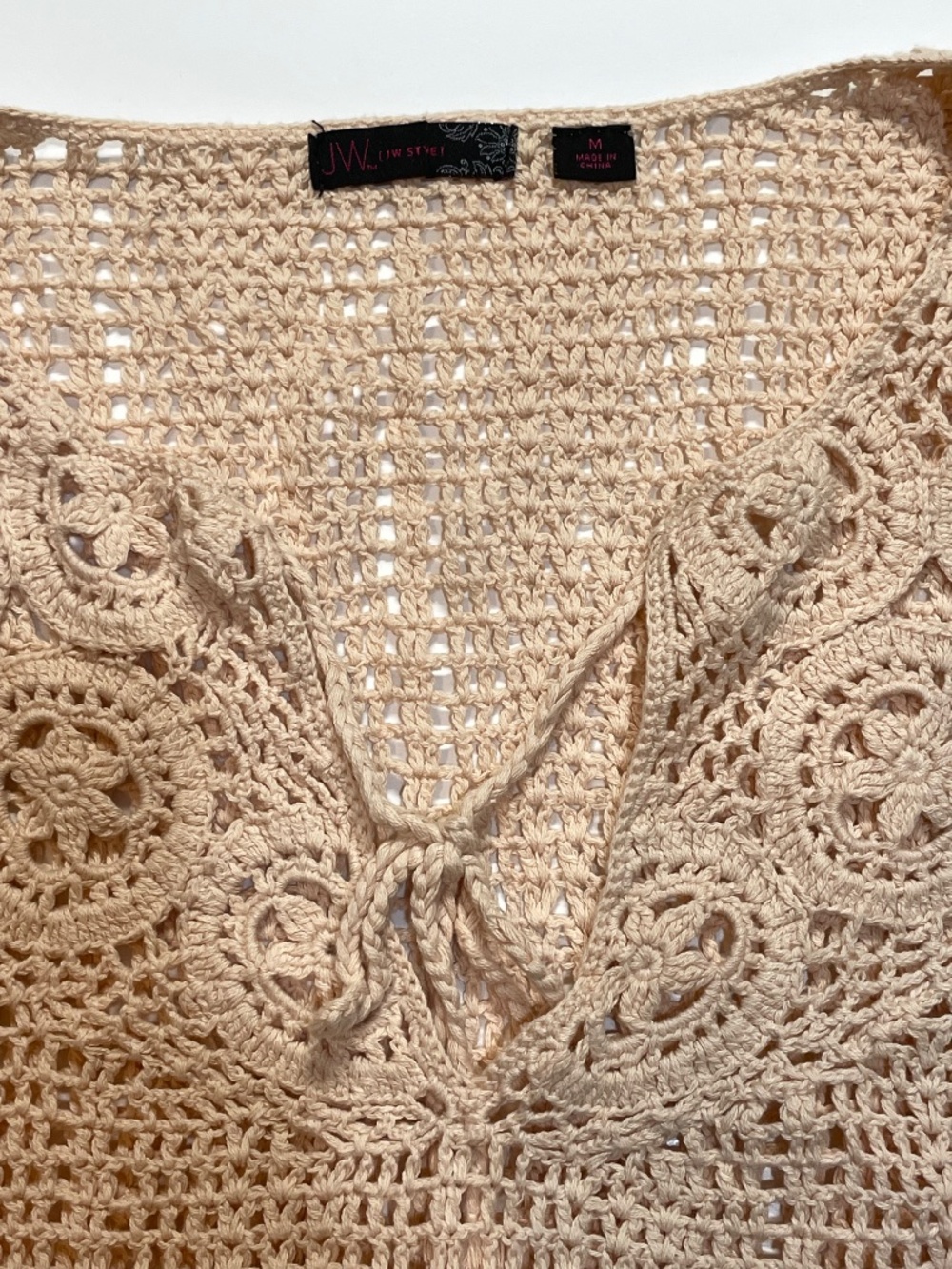 JW Style 100% Cotton Crochet Top Pullover Sweater Size M Like New - Picture 3 of 11